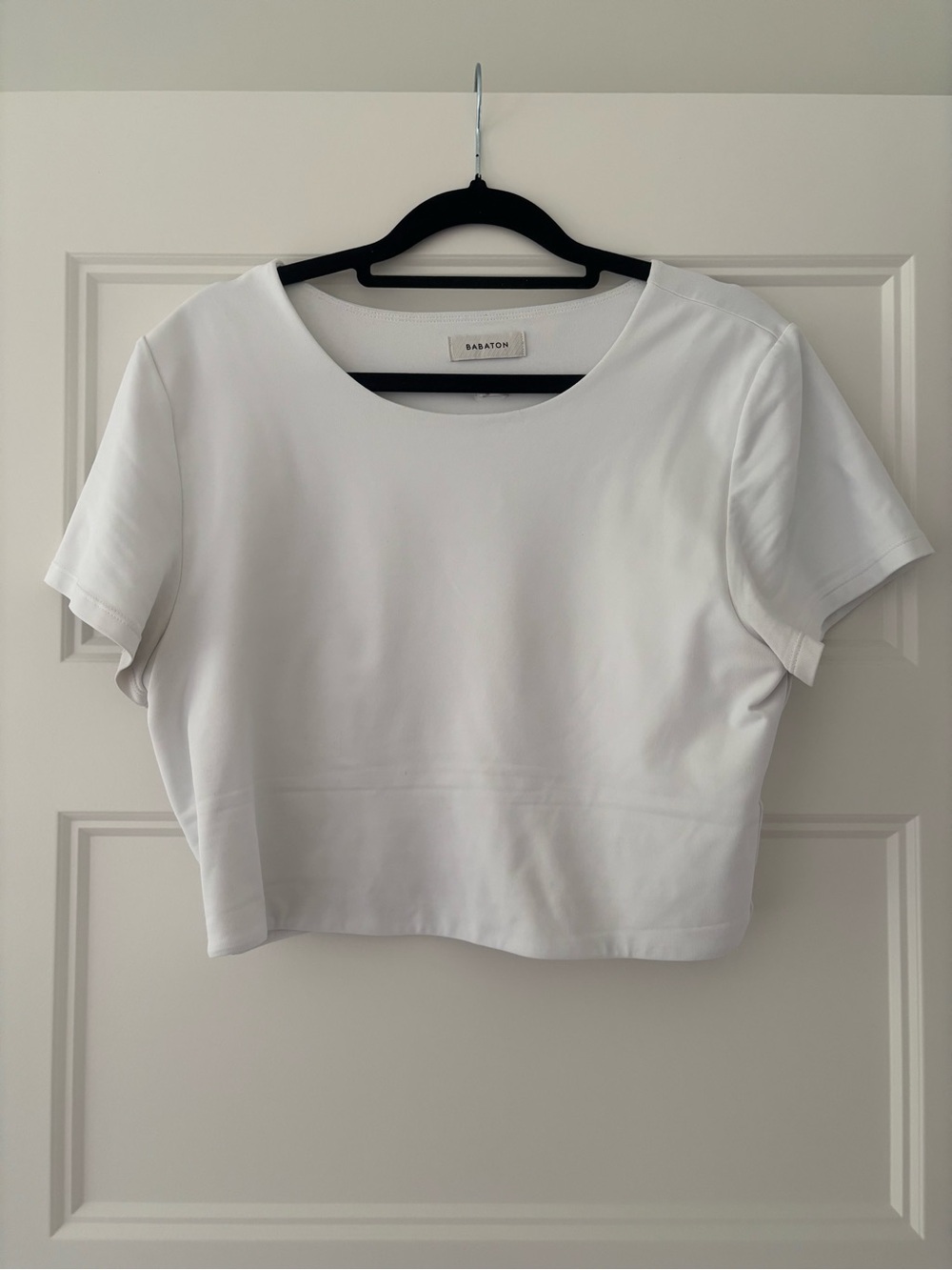 Babaton White Cropped Crewneck Tee
